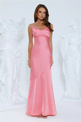 Brilliant Belle Satin Maxi Dress Pink
